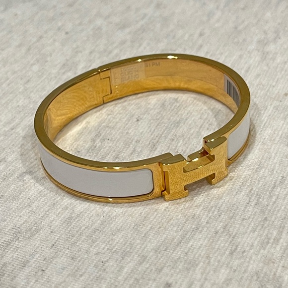 Hermes Gold and White Cuff Bracelet - Picture 2 of 5